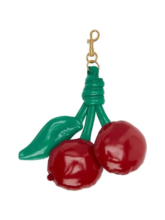 Anya Hindmarch Accessories - Anya Hindmarch Cherry Bag Charm Red Green Keychain Padded Fruit
